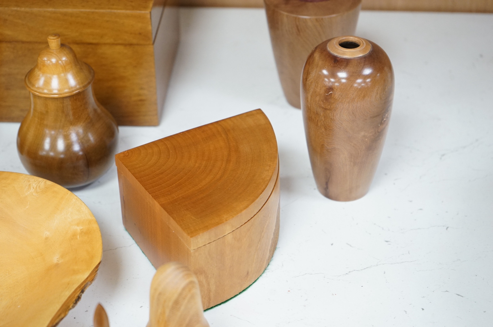 A group of treen including South African candlewood vases etc. Condition - mostly good